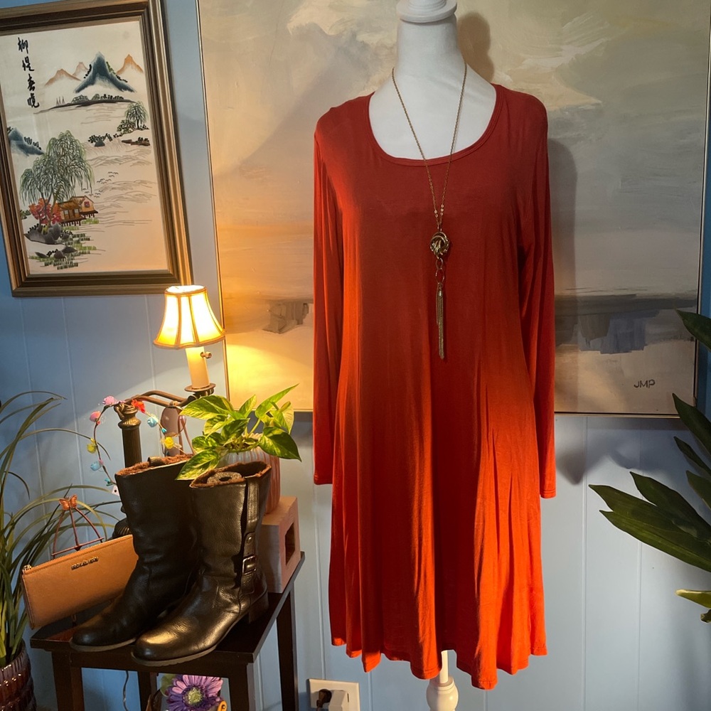 Pinc Vibrant Red Long Sleeve Dress